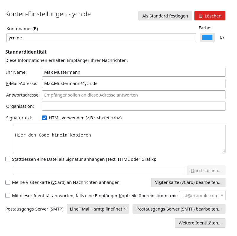 Einstellungen Thunderbird